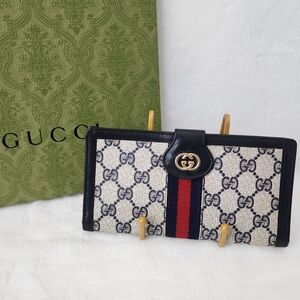 Auth Gucci GG Ophedia Trifold Long Wallet
